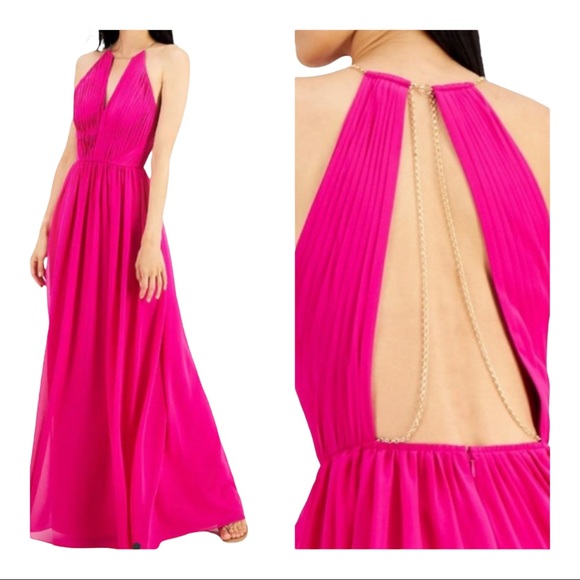 Aidan Mattox Dresses & Skirts - Aidan Mattox Pleated Bodice Chain Strap Formal Evening Maxi Dress NWT